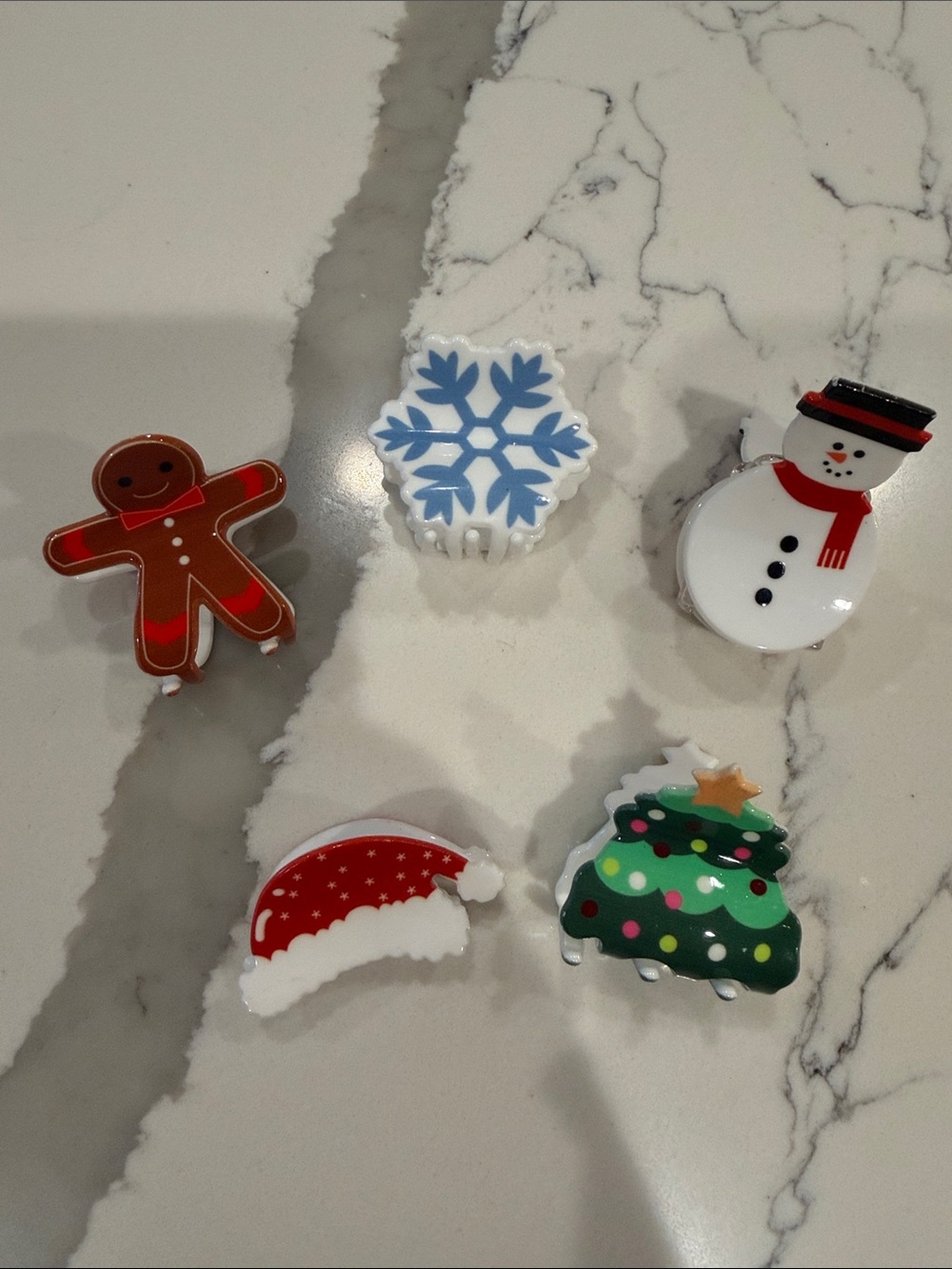 Set of (5) Christmas Claw Clips (Small)